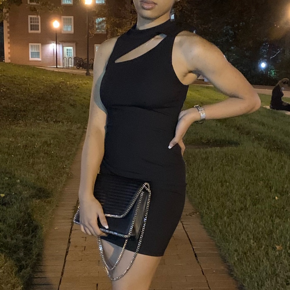 Sleeveless Chest Slit Mini Dress